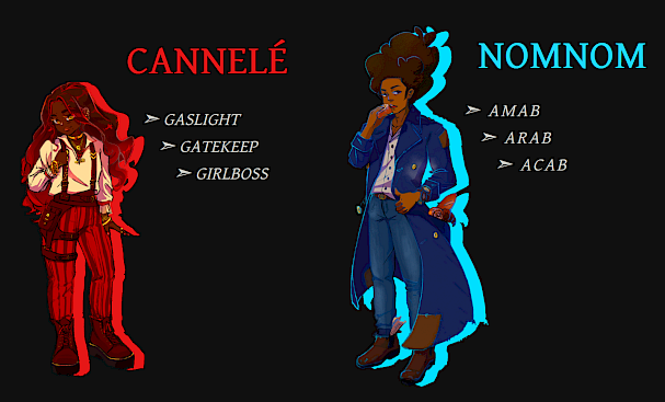 Cannelé & Nomnom - Defective Agency / Promo picture from the itch.io page