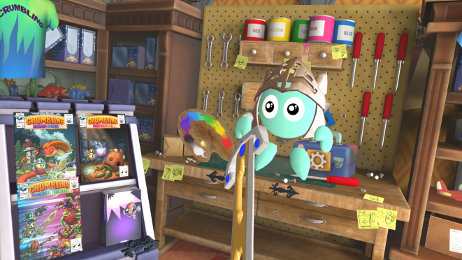 A screenshot from the game, featuring one of the action figures